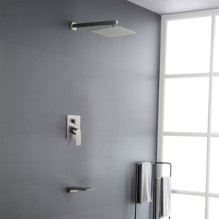 10 inch Tub Shower Faucst Set Shower System with Waterfall Tub Spout Shower Faucet Set Trim Kit with Rough in Valve Shower Tub Kit
