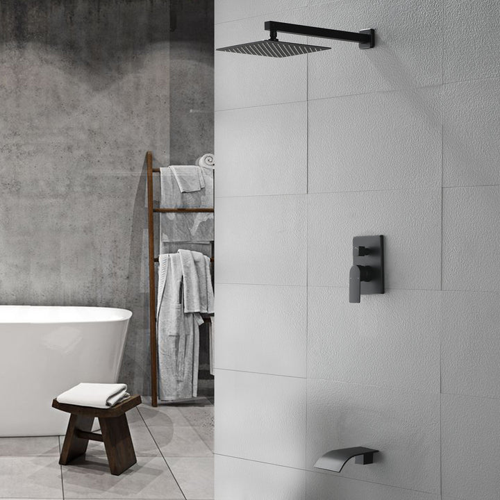 10 inch Tub Spout Shower Tub Kit with Rough-in Valve Tub Shower System Wall Mounted Shower Fixtures
