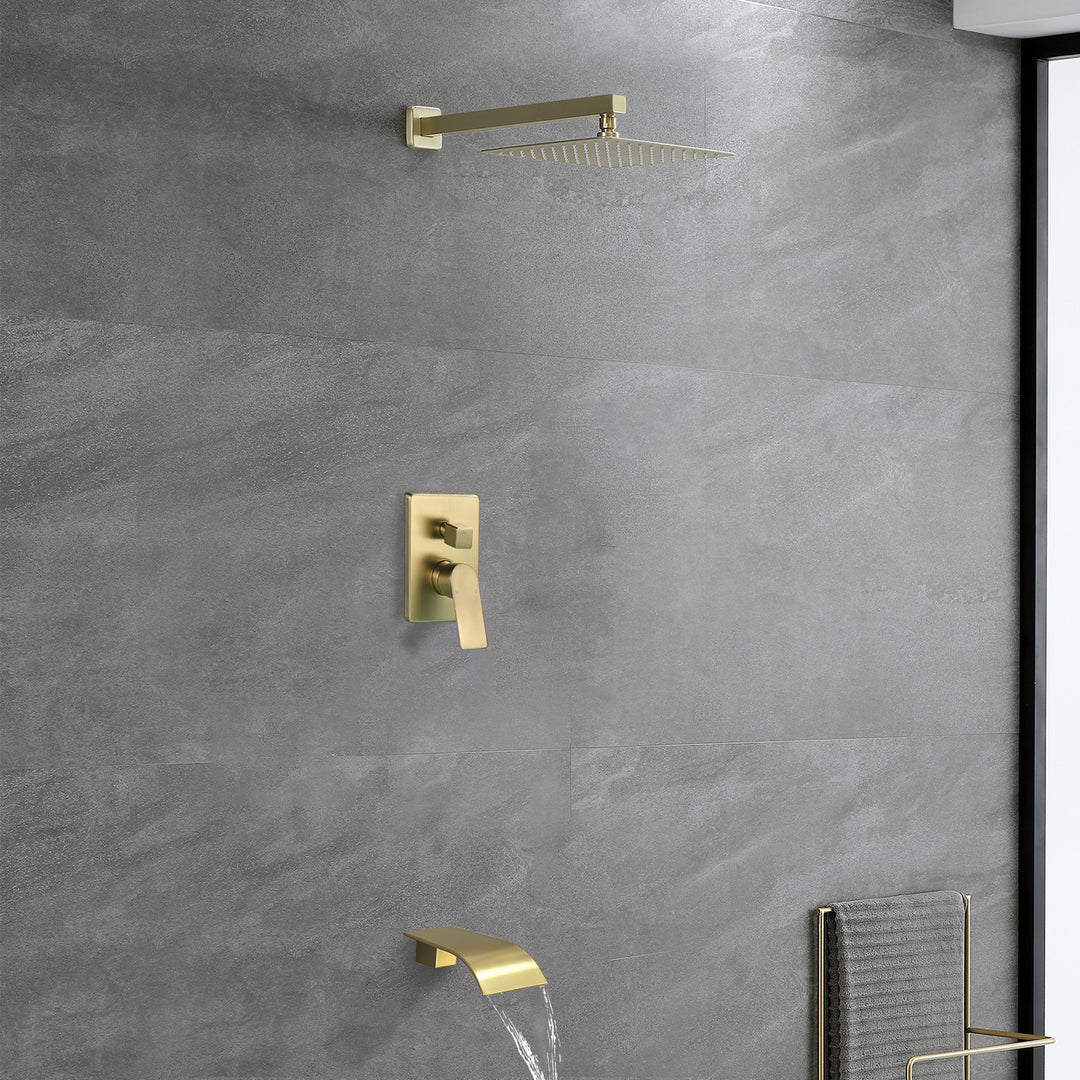 10 inch Tub Spout Shower Tub Kit with Rough-in Valve Tub Shower System Wall Mounted Shower Fixtures