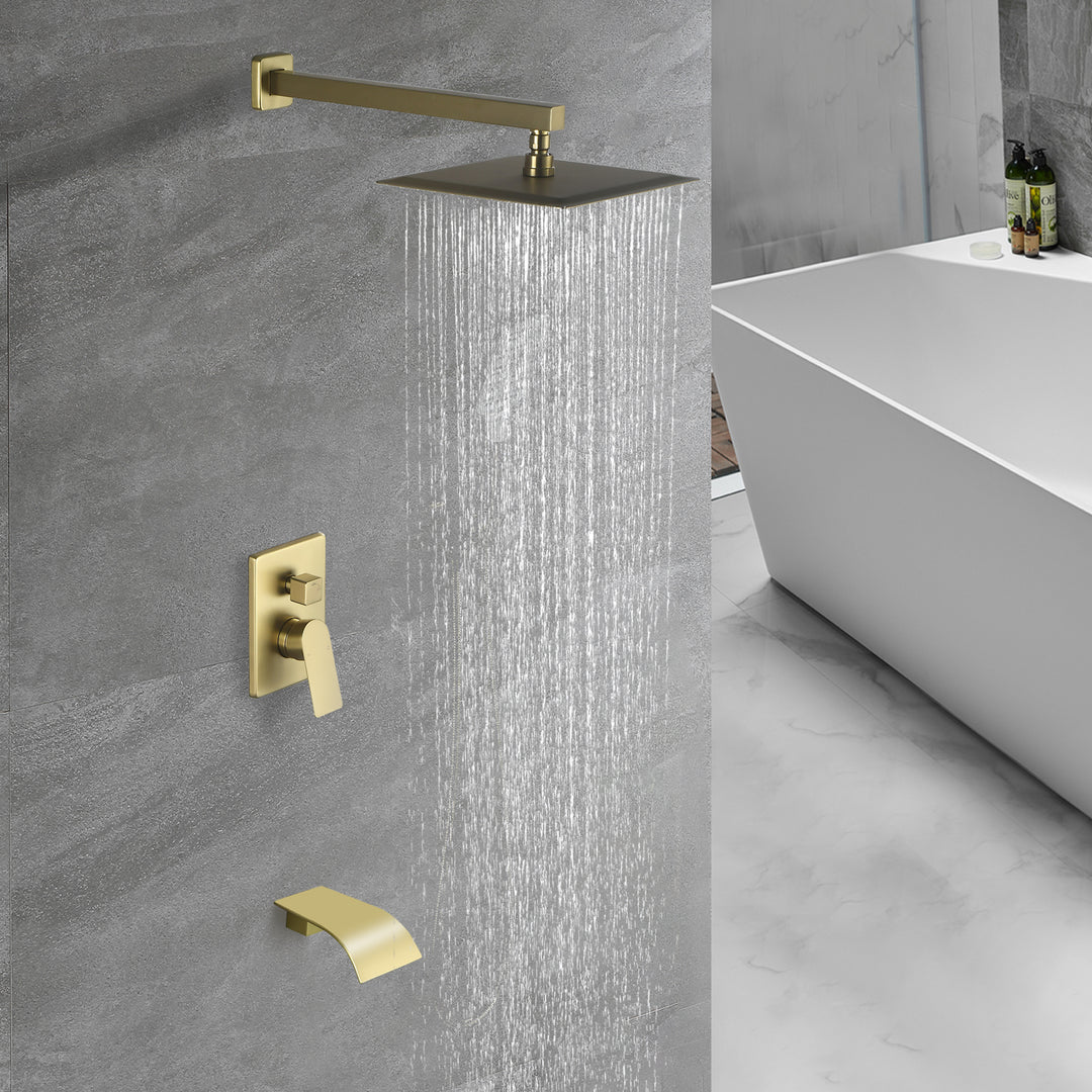 10 inch Tub Spout Shower Tub Kit with Rough-in Valve Tub Shower System Wall Mounted Shower Fixtures