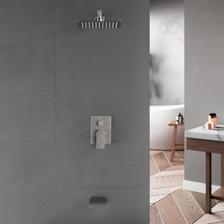 10 inch Tub Spout Shower Tub Kit with Rough-in Valve Tub Shower System Wall Mounted Shower Fixtures