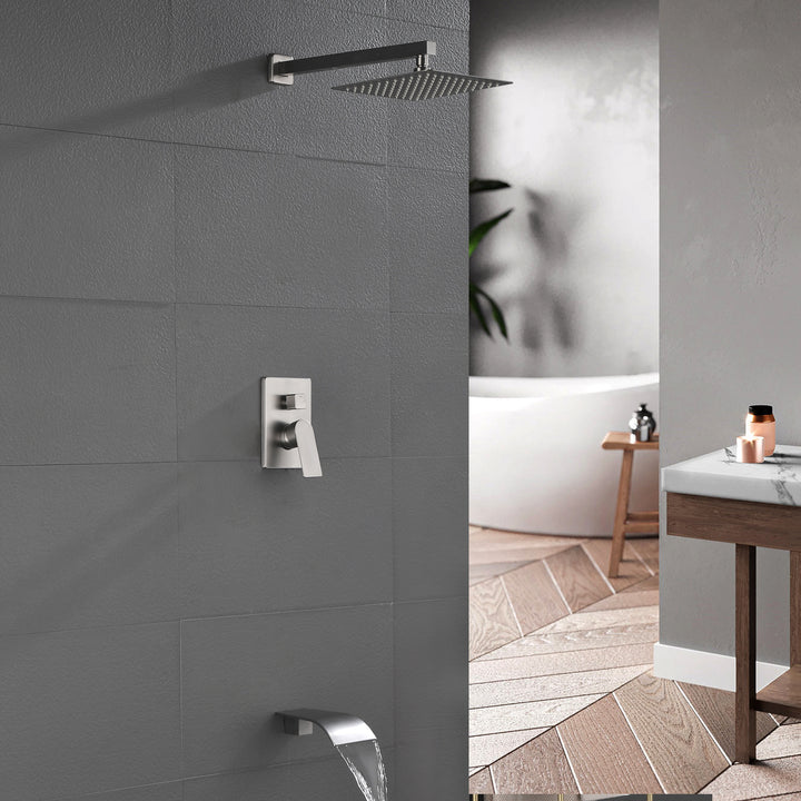 10 inch Tub Spout Shower Tub Kit with Rough-in Valve Tub Shower System Wall Mounted Shower Fixtures