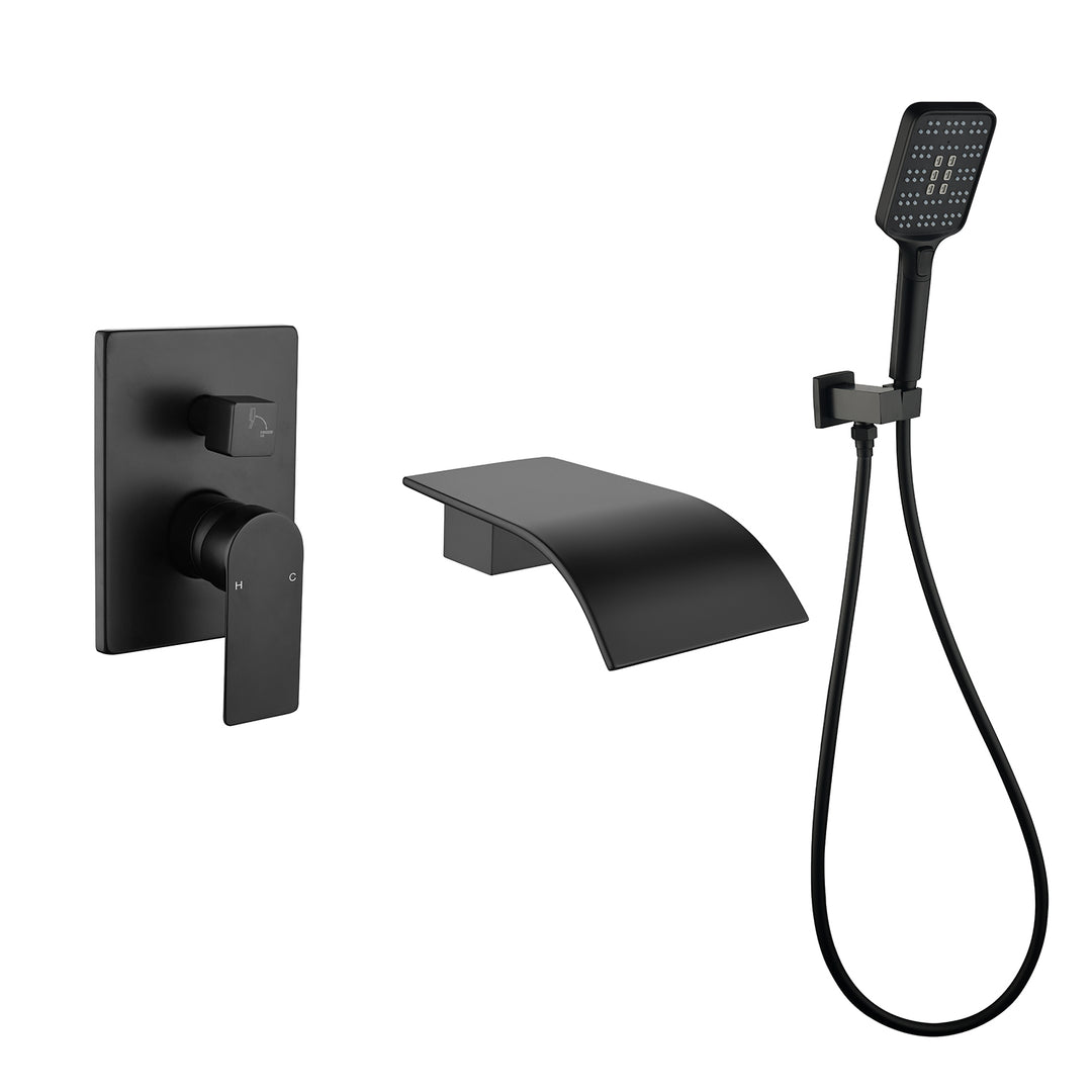 Wall Mount Single-Handle 3-Spray Tub and Shower Faucet with Handheld Shower Head