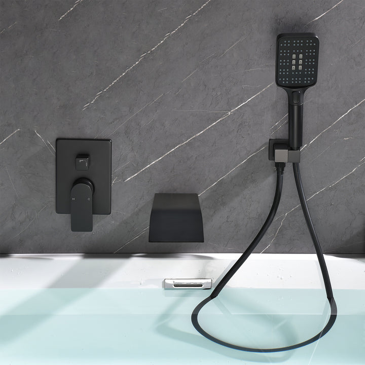 Wall Mount Single-Handle 3-Spray Tub and Shower Faucet with Handheld Shower Head