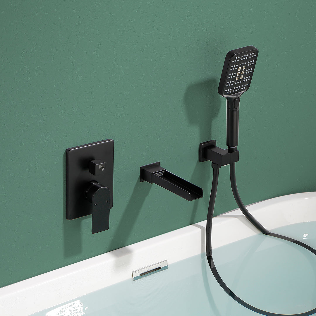 Tub Filler Faucet with Handheld Shower Bathtub Set with Rough-in Valve