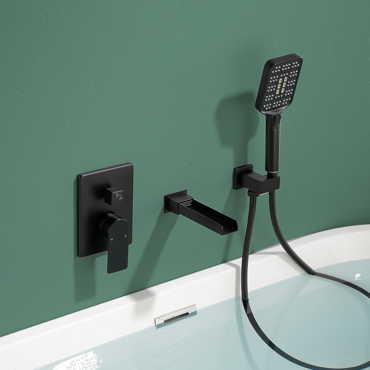 Tub Filler Faucet with Handheld Shower Bathtub Set with Rough-in Valve