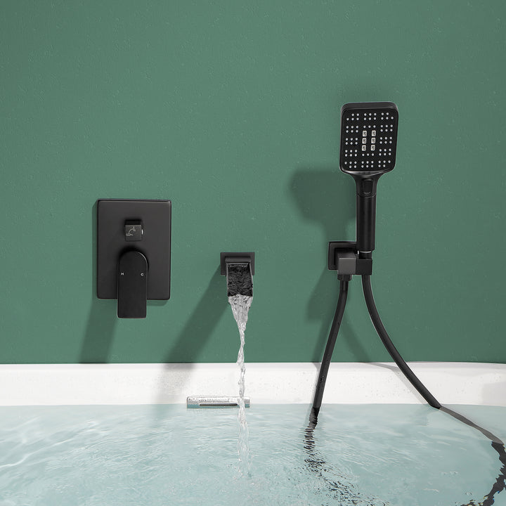 Tub Filler Faucet with Handheld Shower Bathtub Set with Rough-in Valve