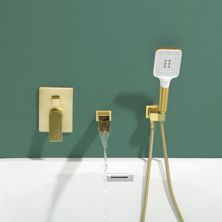 Tub Filler Faucet with Handheld Shower Bathtub Set with Rough-in Valve