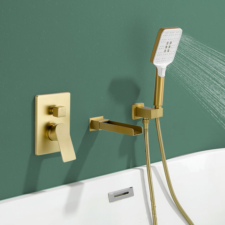 Tub Filler Faucet with Handheld Shower Bathtub Set with Rough-in Valve