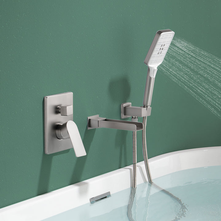Tub Filler Faucet with Handheld Shower Bathtub Set with Rough-in Valve