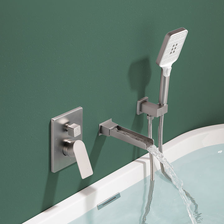 Tub Filler Faucet with Handheld Shower Bathtub Set with Rough-in Valve