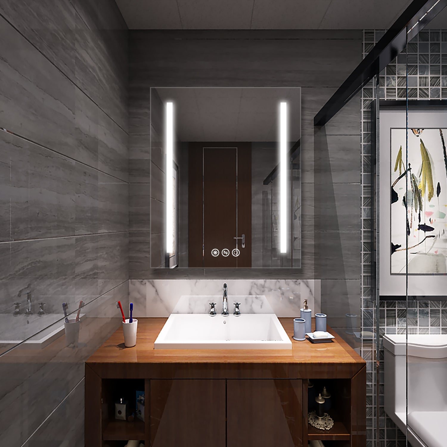 30 in. W x 36 in. H Frameless LED Single Bathroom Vanity Mirror in Polished Crystal