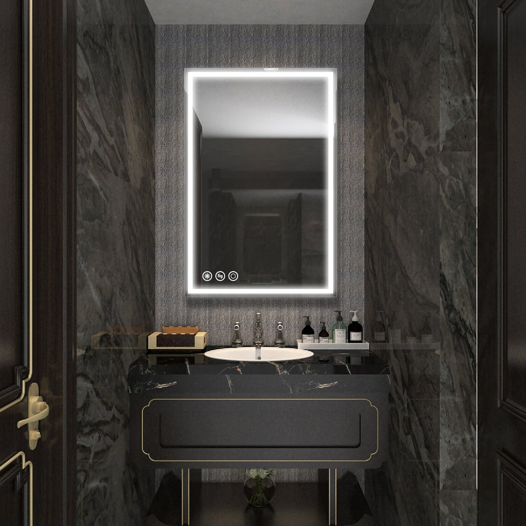 20 in. W x 30 in. H Frameless LED Single Bathroom Vanity Mirror in Polished Crystal