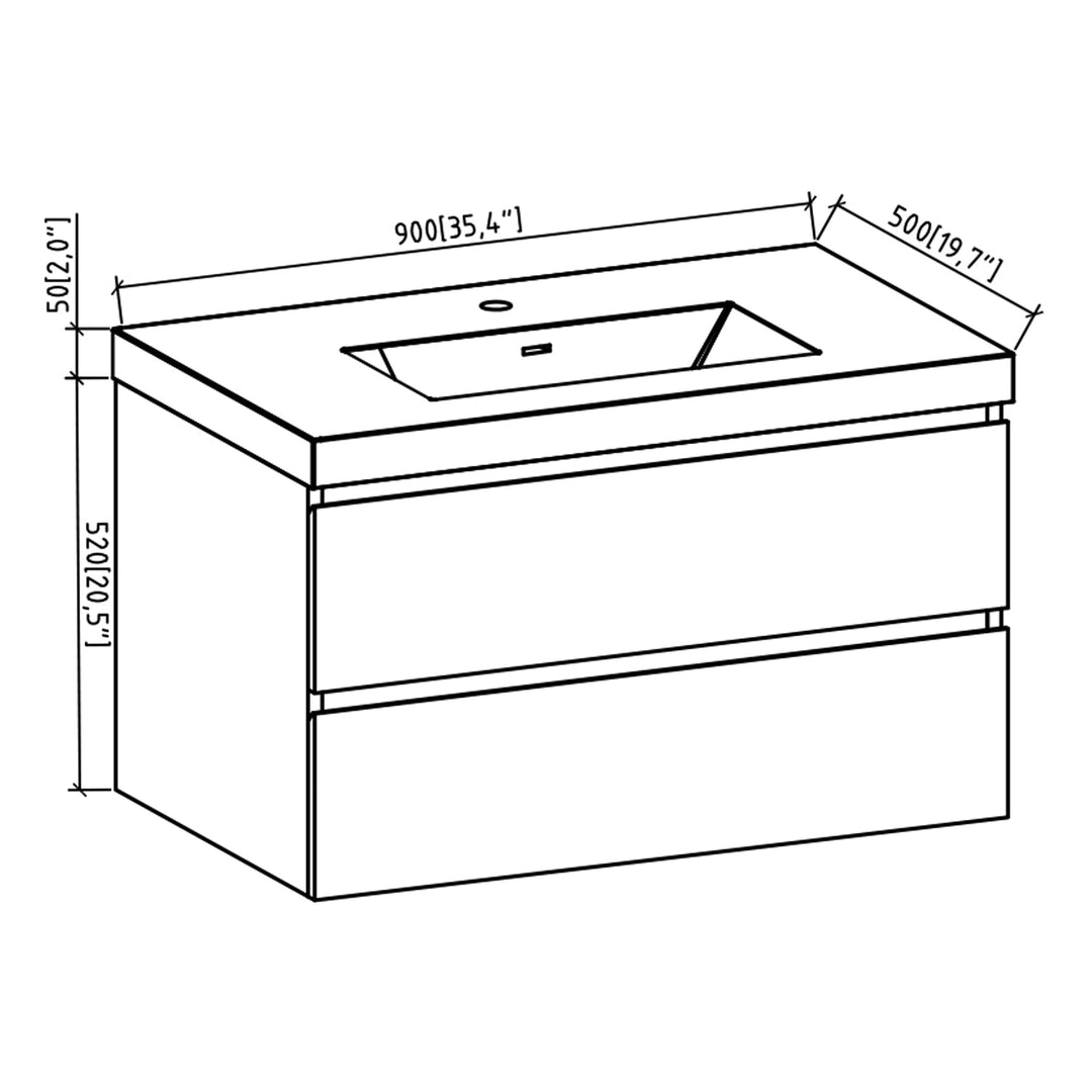 24" Bath Vanity in White with White Vanity Top and Basin