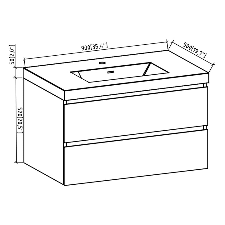 24" Bath Vanity in White with White Vanity Top and Basin