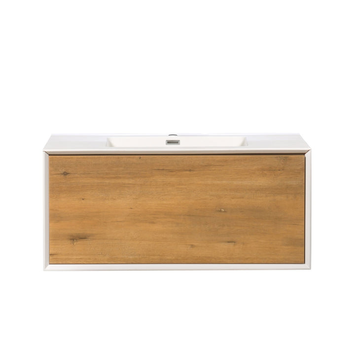 29.5 in. W x 19.1 in D. x 16.7 in. H Bath Vanity in Natural and White with White Vanity Top with White Basin