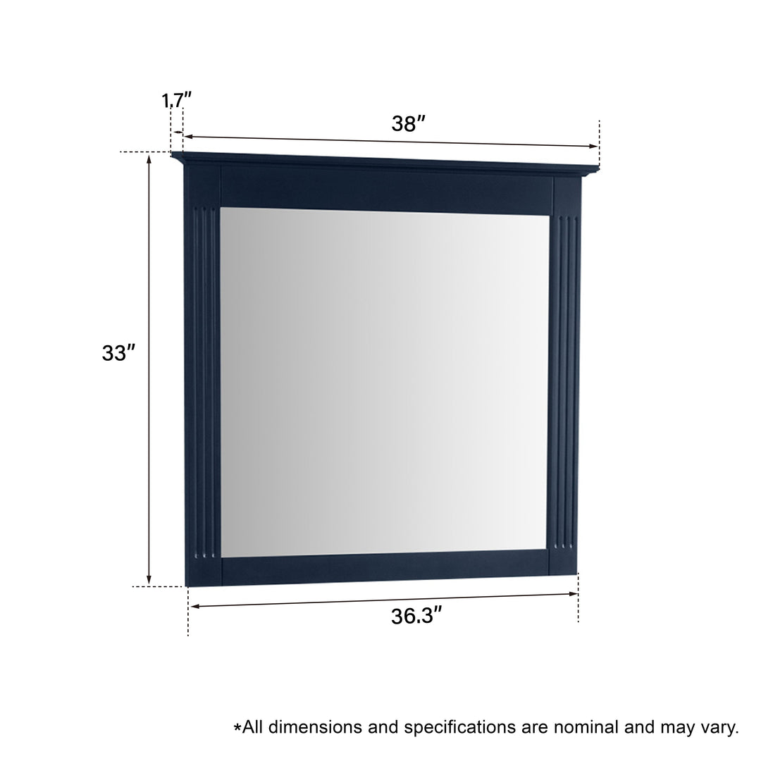 38 in. W x 33 in. H Solid Wood Bathroom Vanity Mirror