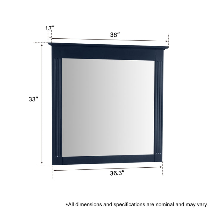 38 in. W x 33 in. H Solid Wood Bathroom Vanity Mirror