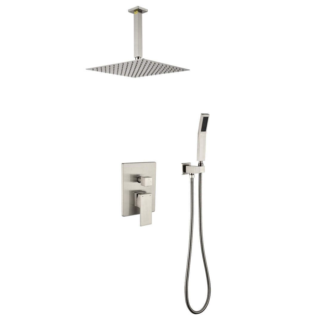12-in Rain Shower System Dual Head Waterfall Built-In Shower System with 2-way Diverter