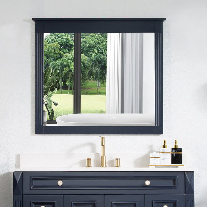 38 in. W x 33 in. H Solid Wood Bathroom Vanity Mirror