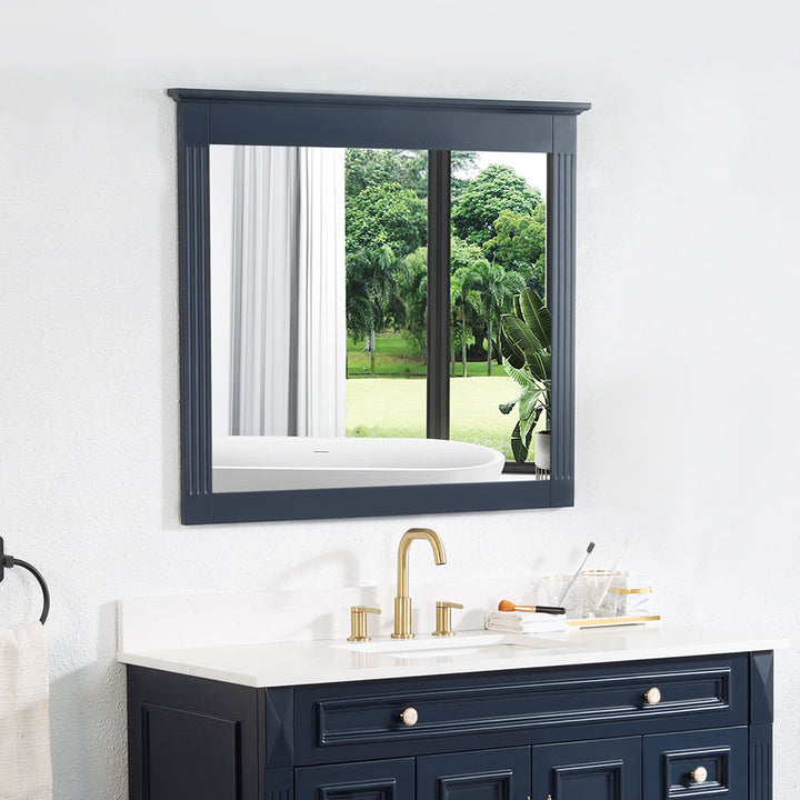 38 in. W x 33 in. H Solid Wood Bathroom Vanity Mirror