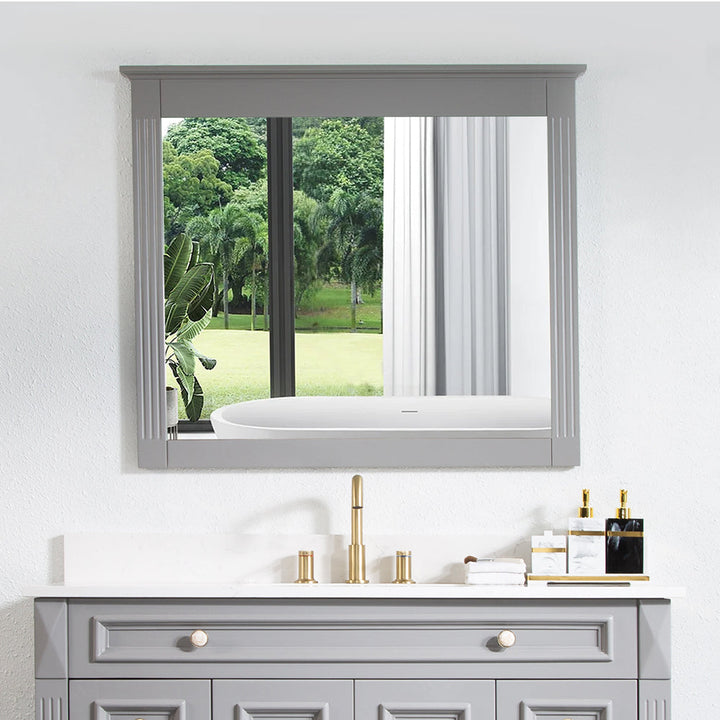 38 in. W x 33 in. H Solid Wood Bathroom Vanity Mirror