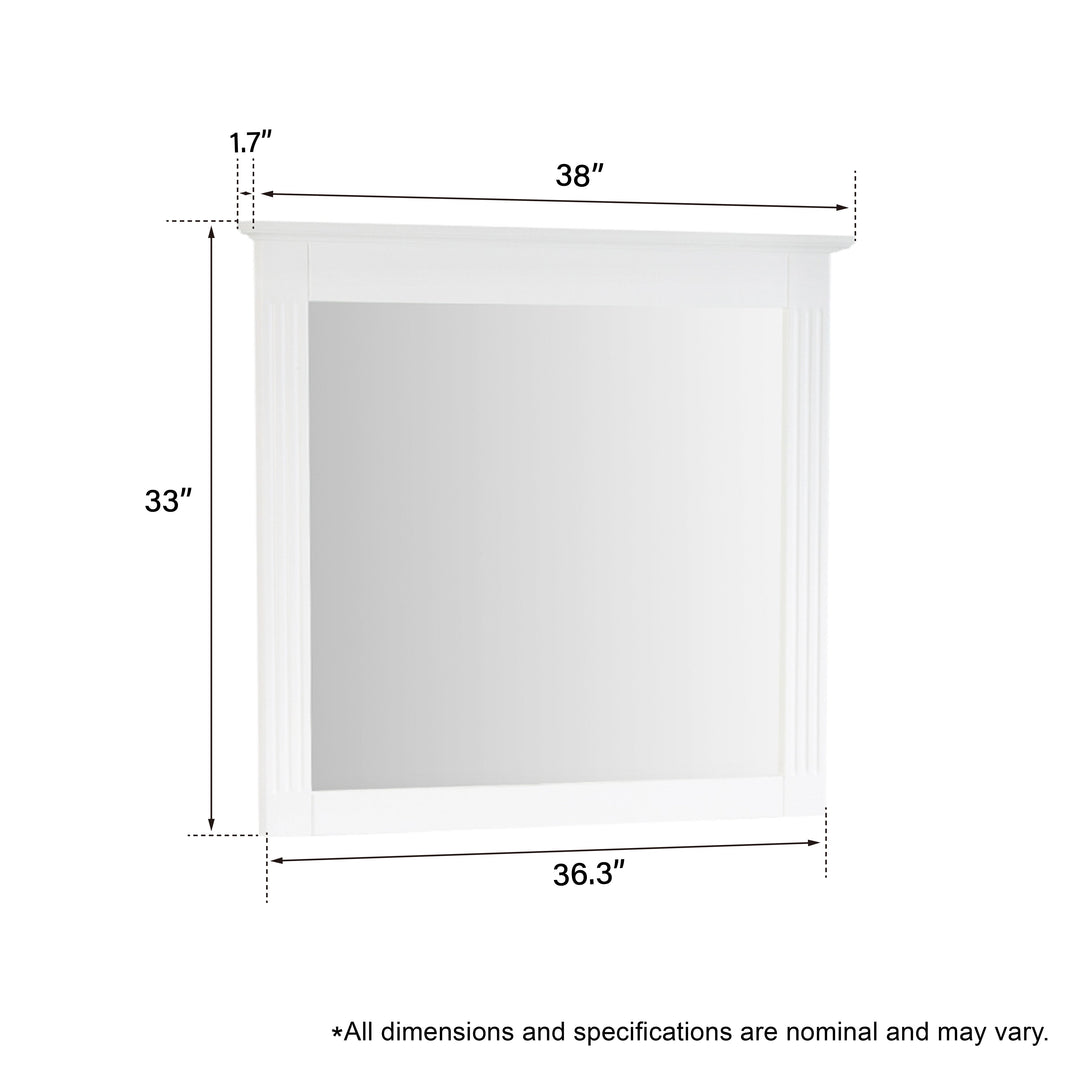 38 in. W x 33 in. H Solid Wood Bathroom Vanity Mirror