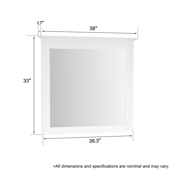 38 in. W x 33 in. H Solid Wood Bathroom Vanity Mirror