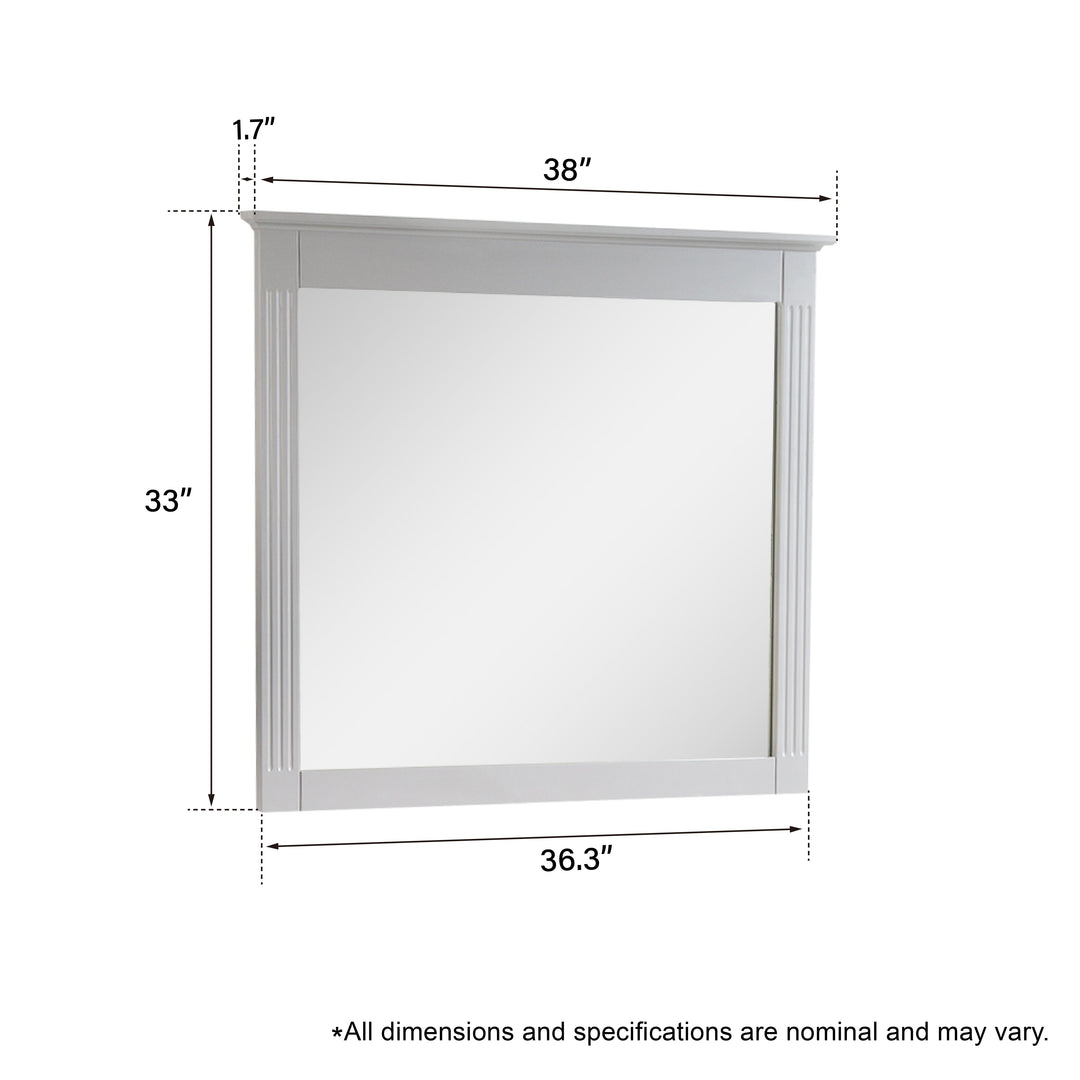 38 in. W x 33 in. H Solid Wood Bathroom Vanity Mirror