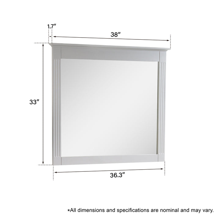 38 in. W x 33 in. H Solid Wood Bathroom Vanity Mirror