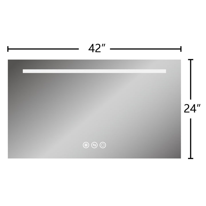 42 in. W x 24 in. H Frameless LED Single Bathroom Vanity Mirror