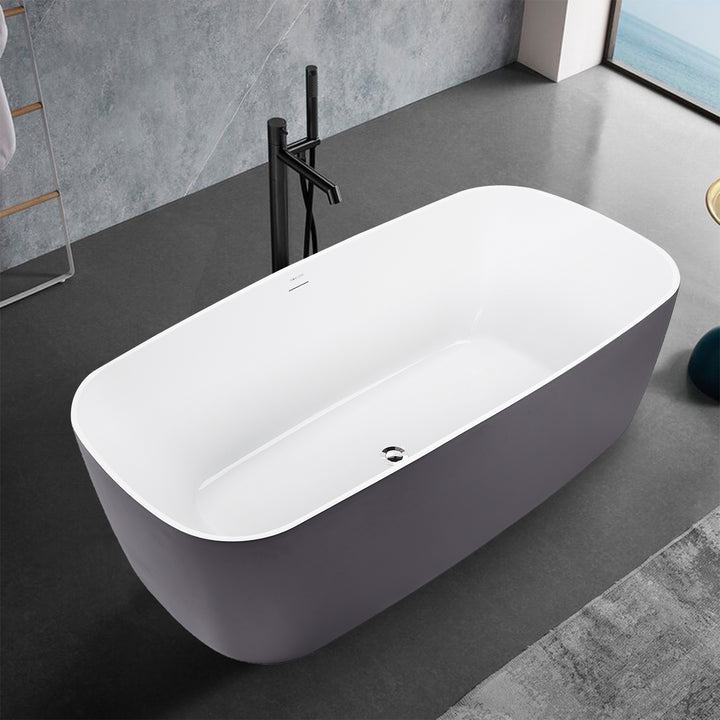 59" Gloss  Acrylic Oval Freestanding Soaking Bathtub