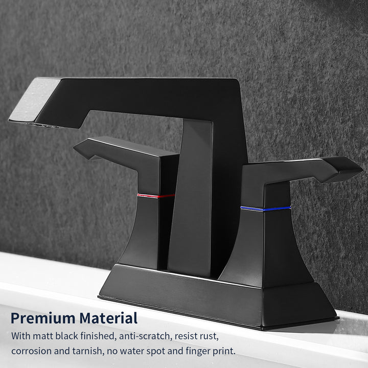 2-Handle Heavy Duty Bathroom Faucet with Drain and Supply Kits, Modern Style Lavatory Deck Mounted Faucet