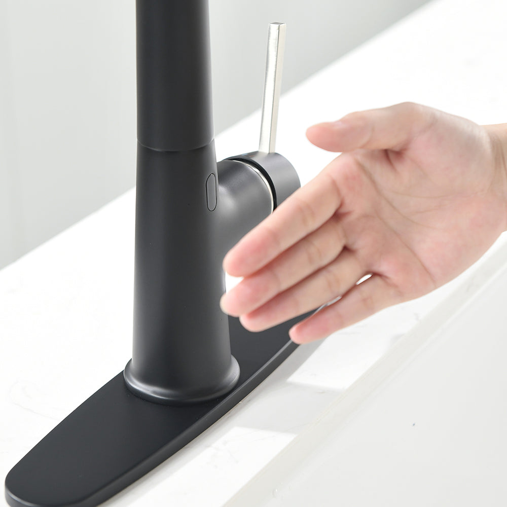 Touchless Pull Down Kitchen Faucet with AC Adapter and Deck Plate