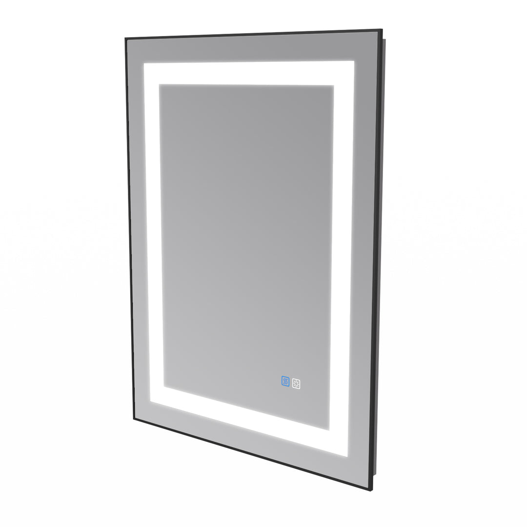24 in. W x 32 in. H Rectangular Framed Vertical Wall Mount Bathroom Vanity Mirror with LED Light