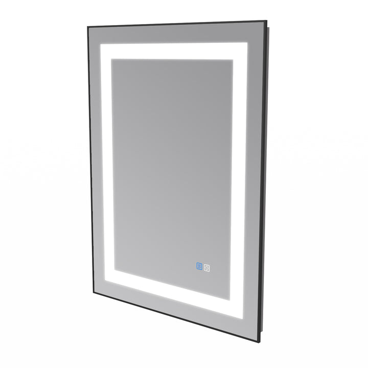 24 in. W x 32 in. H Rectangular Framed Vertical Wall Mount Bathroom Vanity Mirror with LED Light