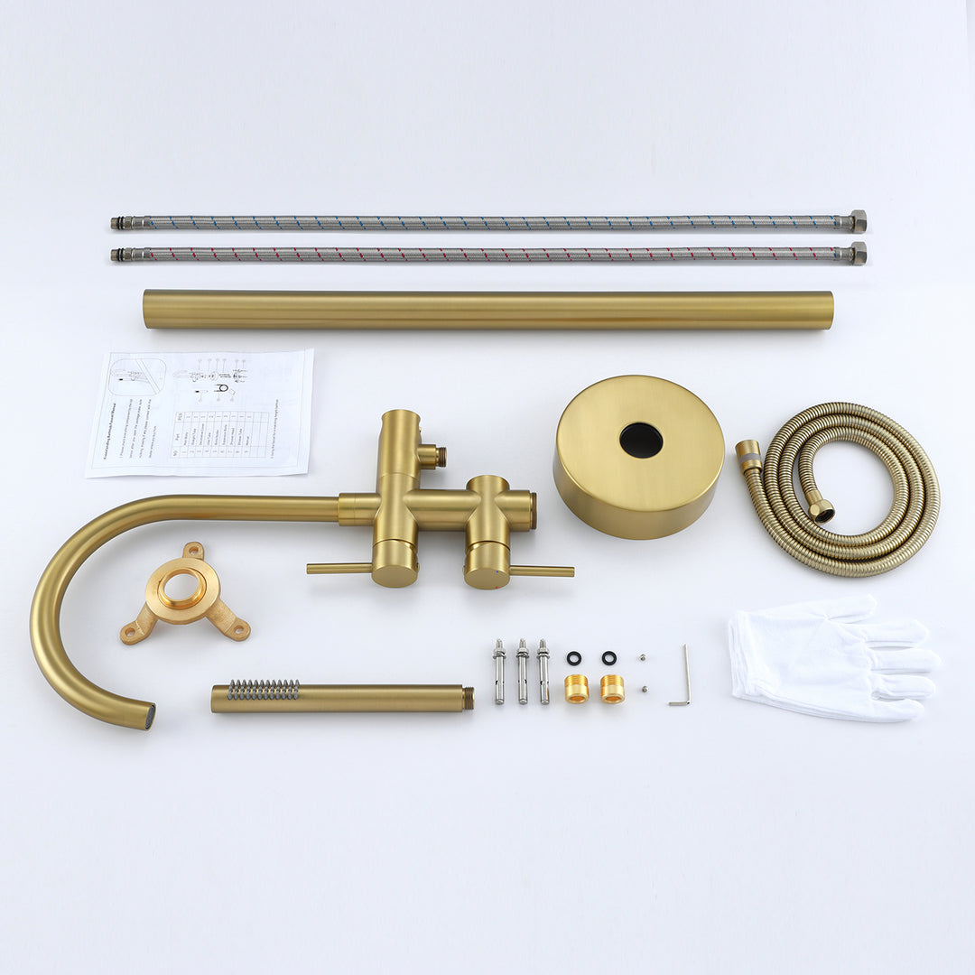 Freestanding Bathtub Faucet With Handheld Shower in  Brushed Gold