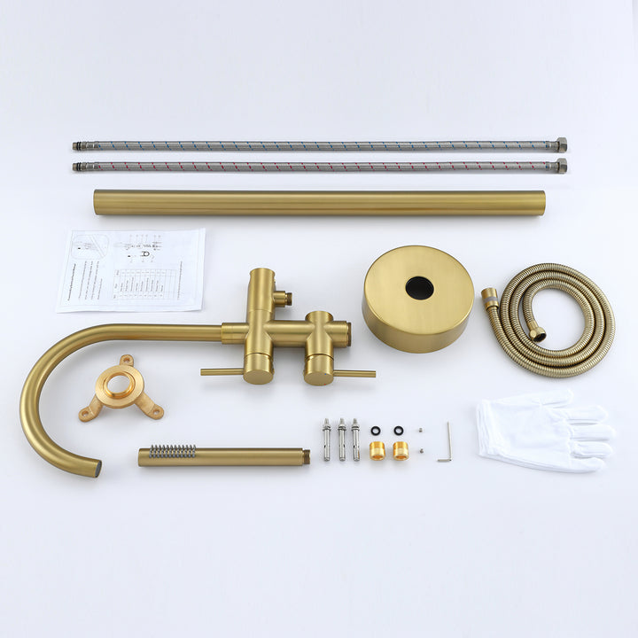 Freestanding Bathtub Faucet With Handheld Shower in  Brushed Gold