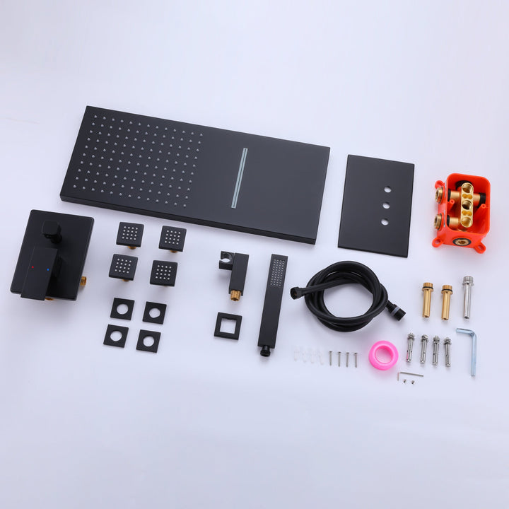 Wall Mounted 3-Function Shower System With 4 Body Jets