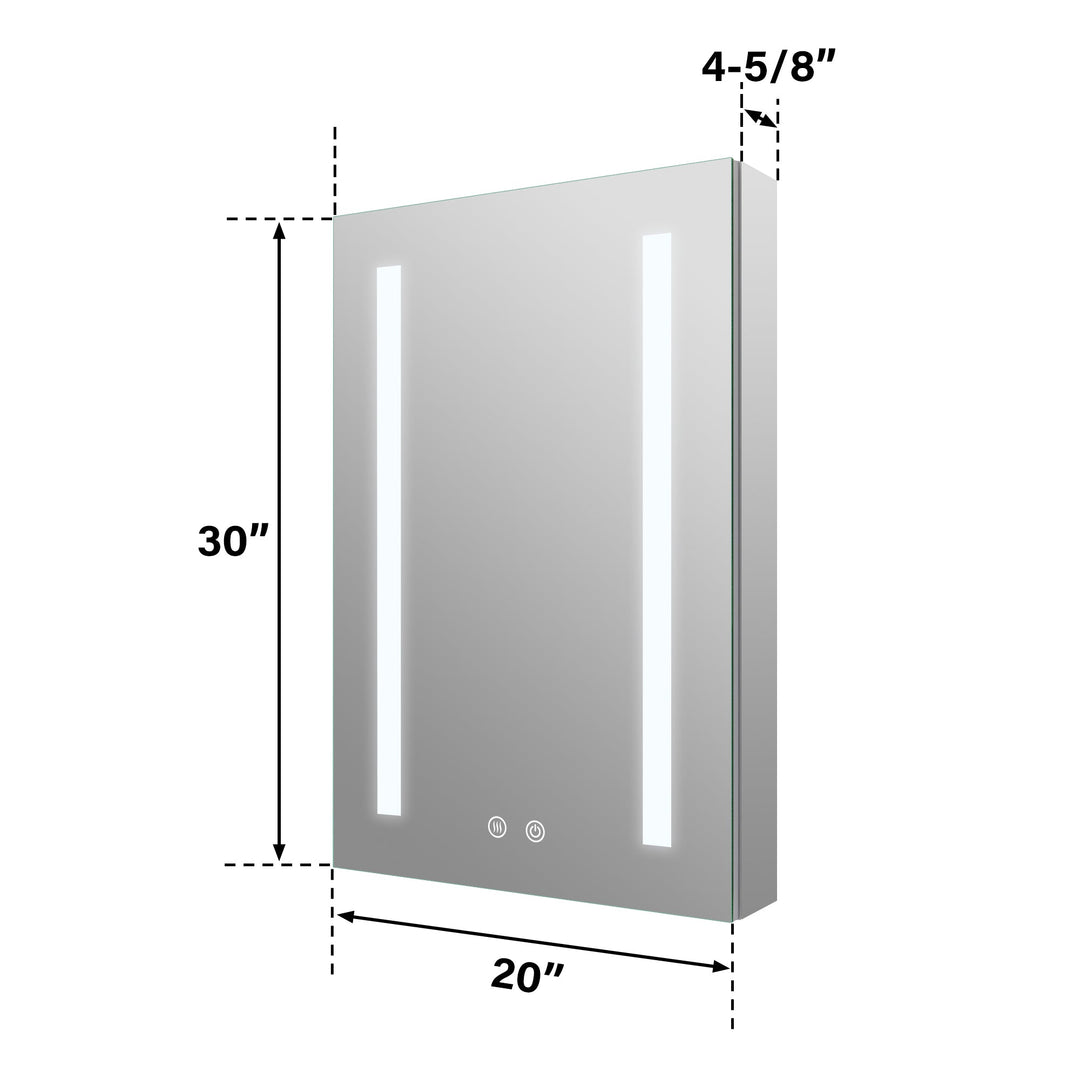 20" x 30" LED Lighted Surface/Recessed Mount Mirror Medicine Cabinet with Outlet Right Side