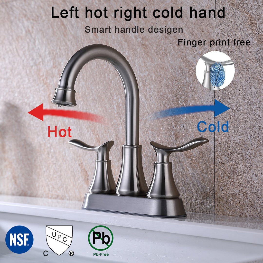 2-Handle 4-Inch Bathroom Vanity Sink Faucets with Pop-up Drain and Supply Hoses