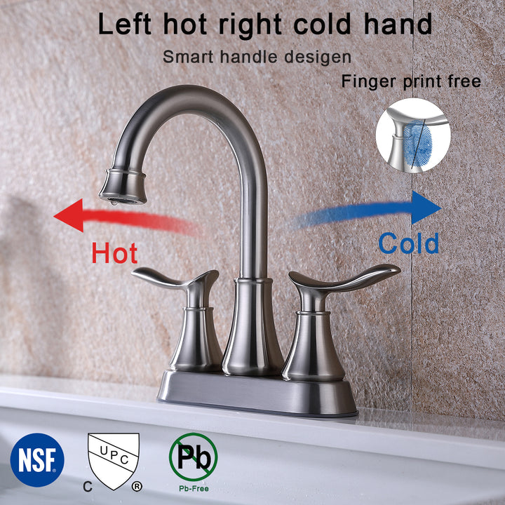 2-Handle 4-Inch Bathroom Vanity Sink Faucets with Pop-up Drain and Supply Hoses