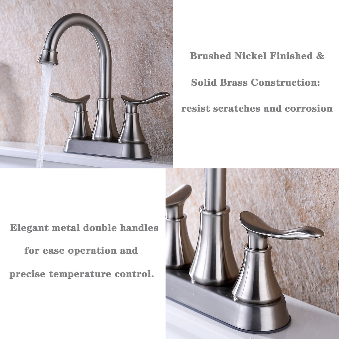 2-Handle 4-Inch Bathroom Vanity Sink Faucets with Pop-up Drain and Supply Hoses