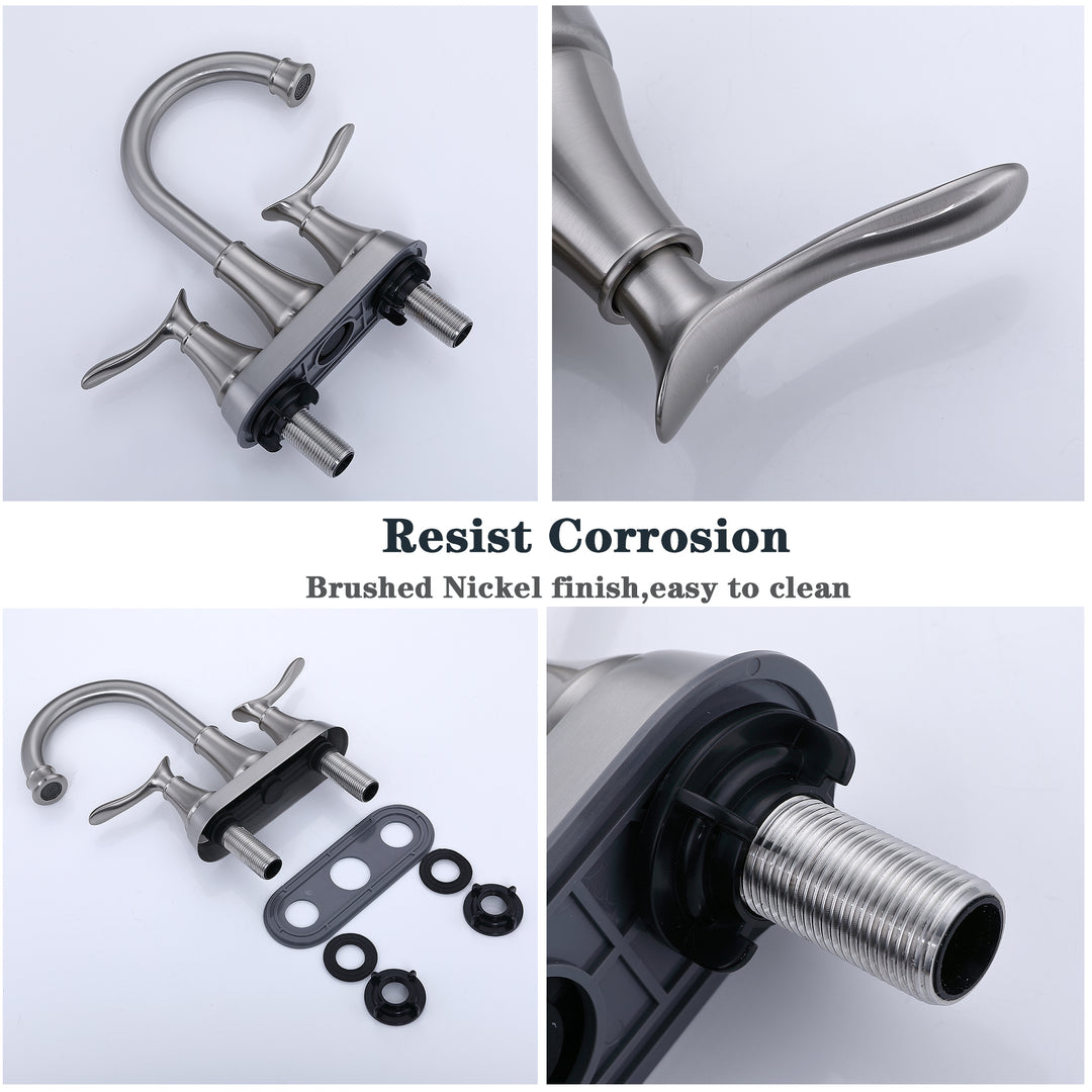2-Handle 4-Inch Bathroom Vanity Sink Faucets with Pop-up Drain and Supply Hoses