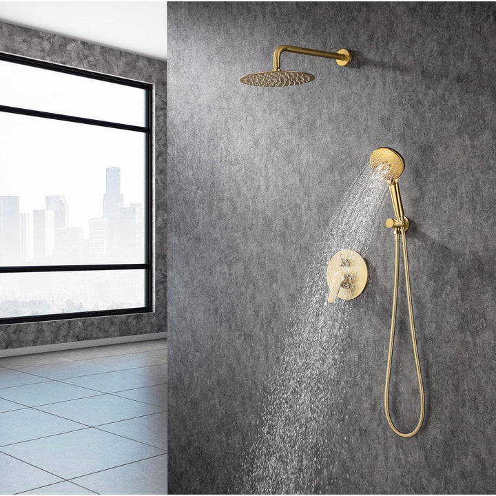 Single-Handle 1-Spray Round High Pressure Shower Faucet with 10 in. Shower Head
