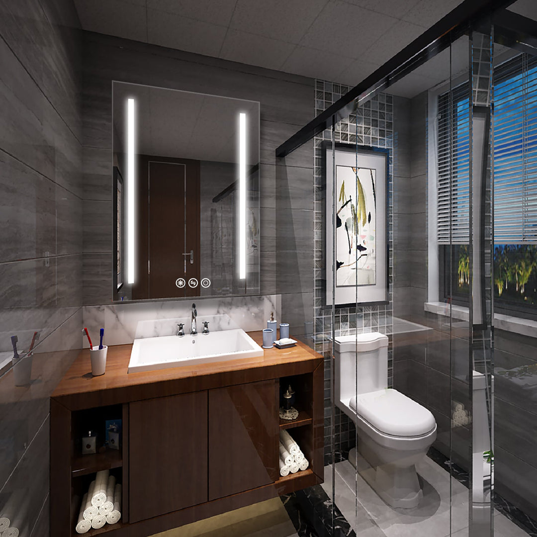 24 in. W x 36 in. H Frameless LED Single Bathroom Vanity Mirror in Polished Crystal