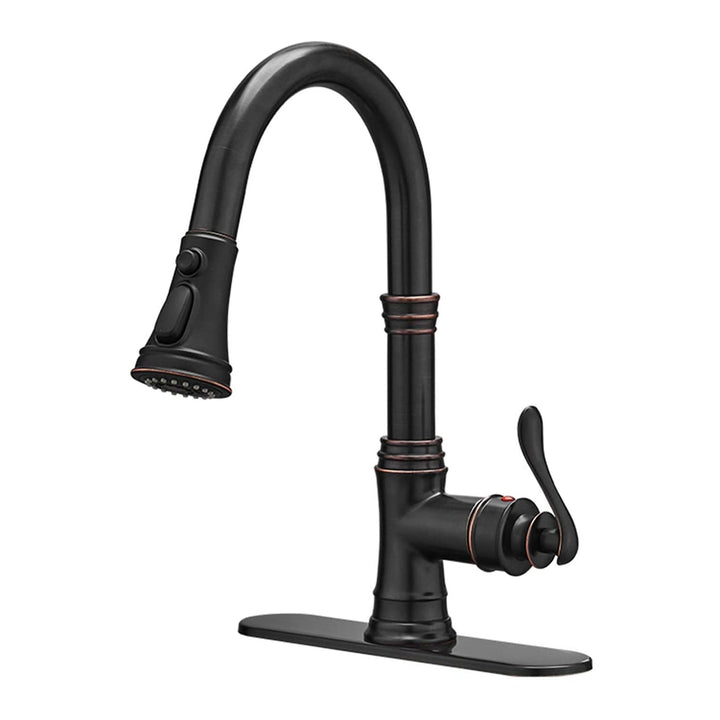 Single-Handle Pull-Down Sprayer 3 Spray High Arc Kitchen Faucet With Deck Plate