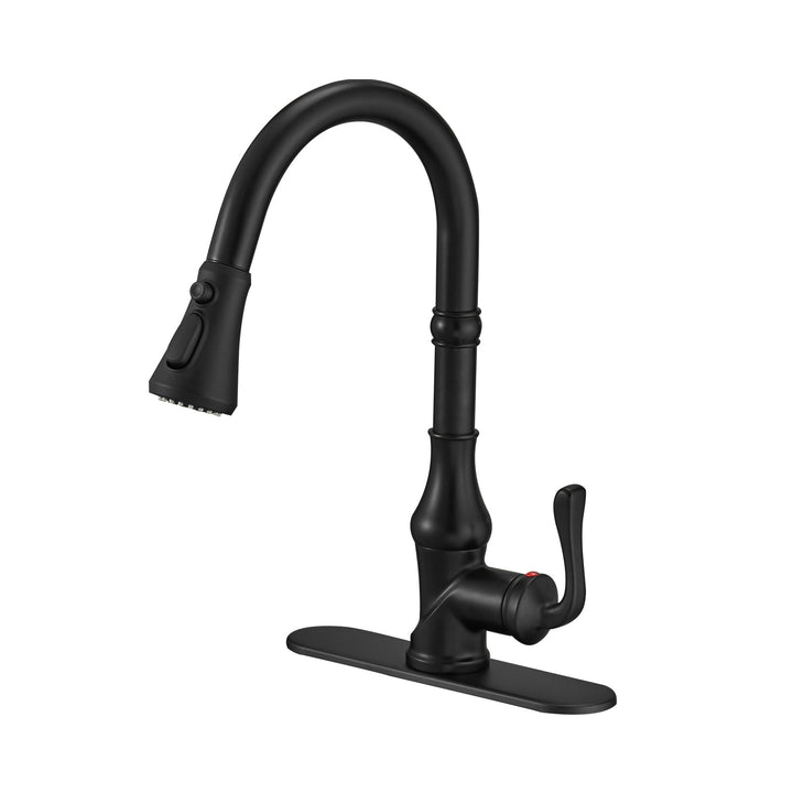 Single Handle Pull Down 3 Spray Kitchen Faucet with Deck Plate