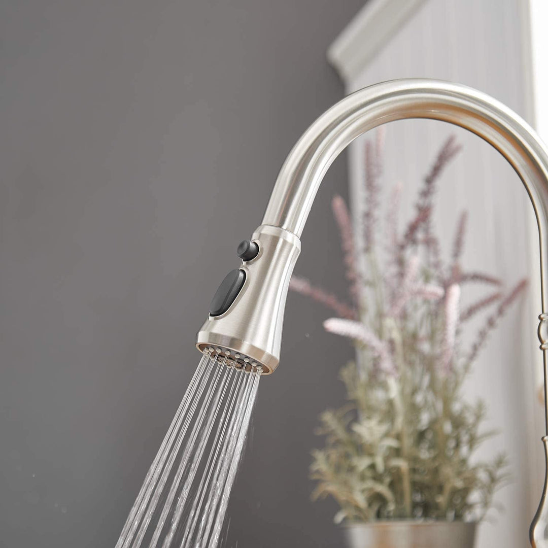 Single Handle Pull Down 3 Spray Kitchen Faucet with Deck Plate