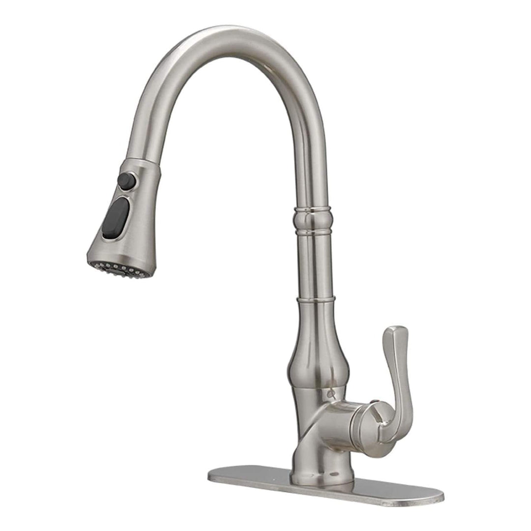 Single Handle Pull Down 3 Spray Kitchen Faucet with Deck Plate
